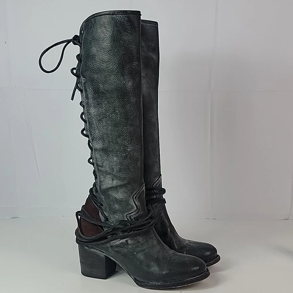 Freebird By Steven Coal Tall Lace-up Women's Boots - Picture 2 of 12